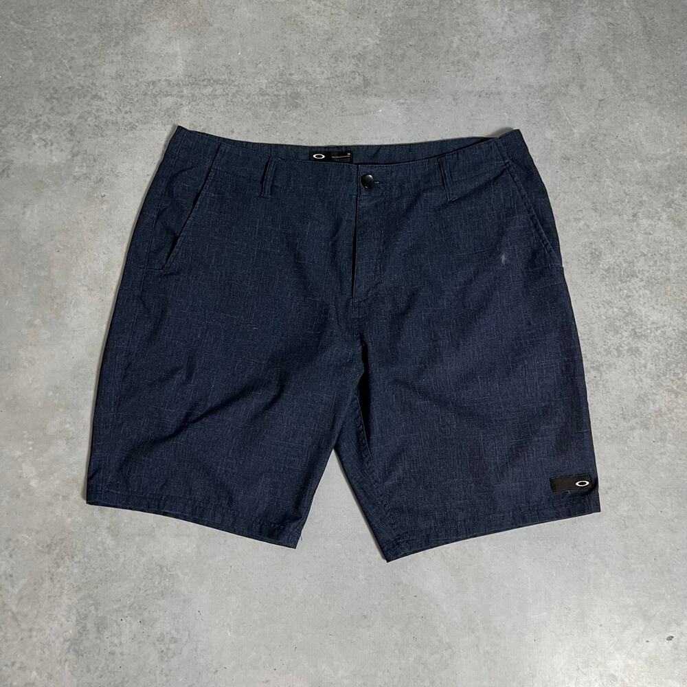 Oakley Men's Dark Navy Flat-Front 10" Regular Fit Performance Shorts Size 38